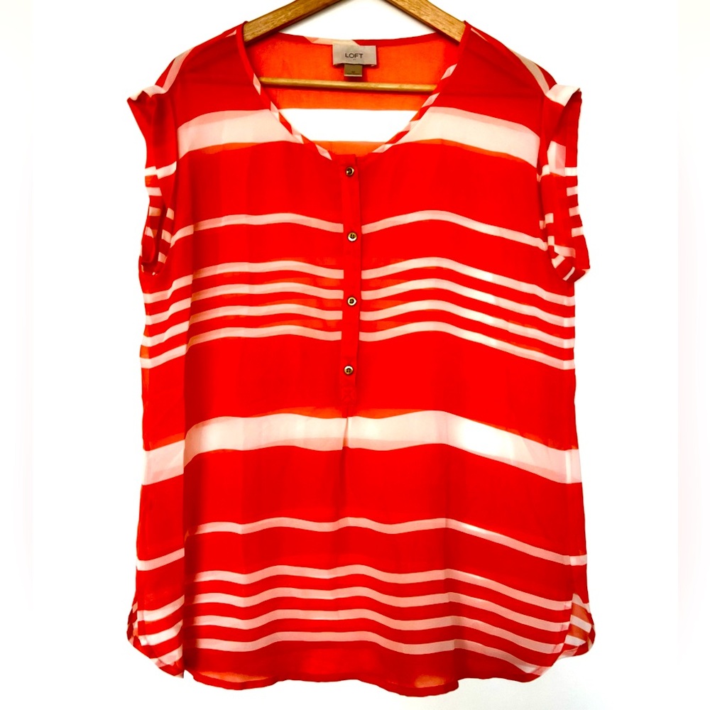 LOFT Sheer Striped Top